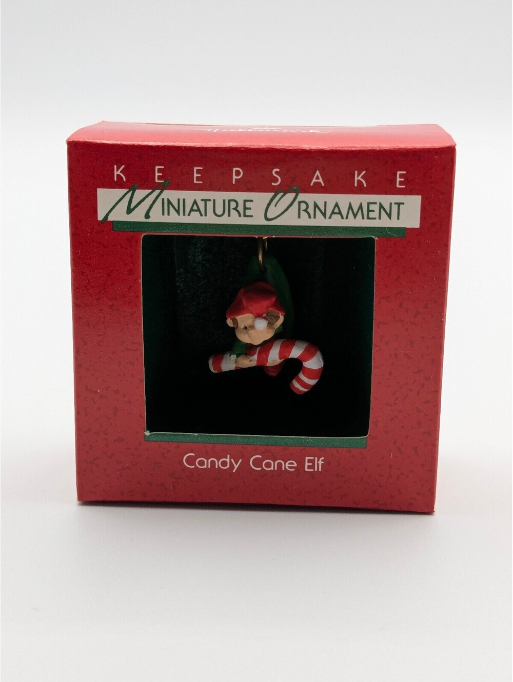 Hallmark Keepsake Candy Cane Elf Miniature Ornament 1988, New in Box